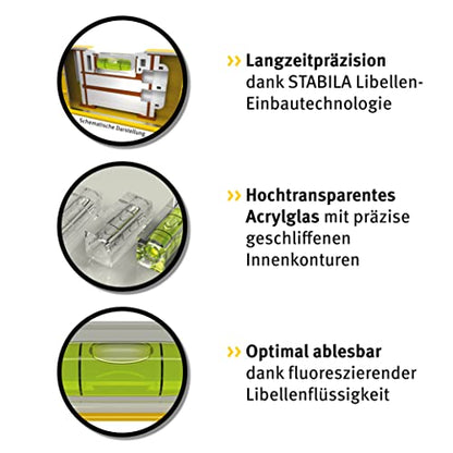 Stabila 158521 - Nivel de burbuja 40 cm con base magnética Serie 96 - 2M - Ferrotecnia