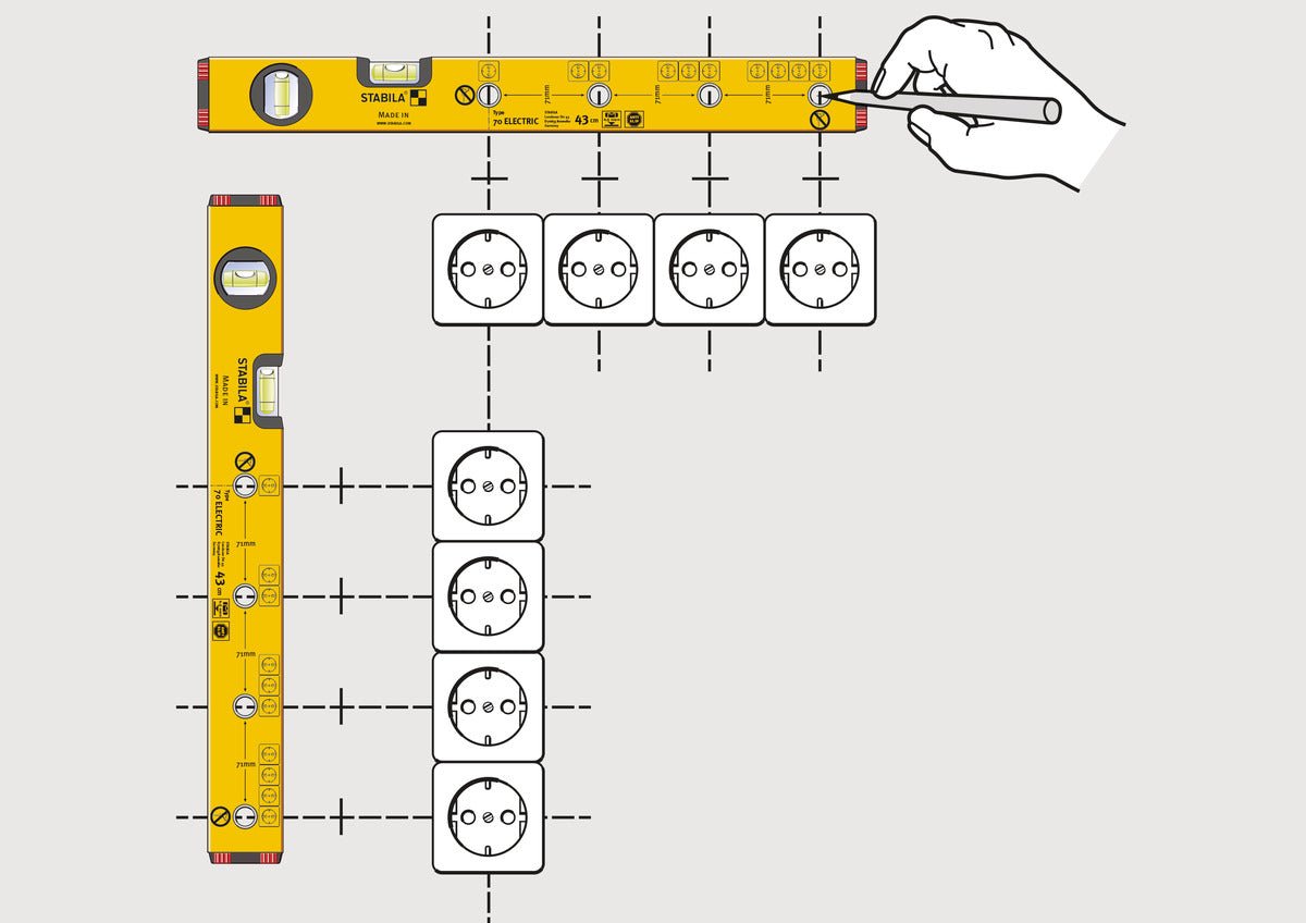 Stabila 161354 - Nivel para electricistas Stabila Serie 70 E de 43 cm. - Ferrotecnia